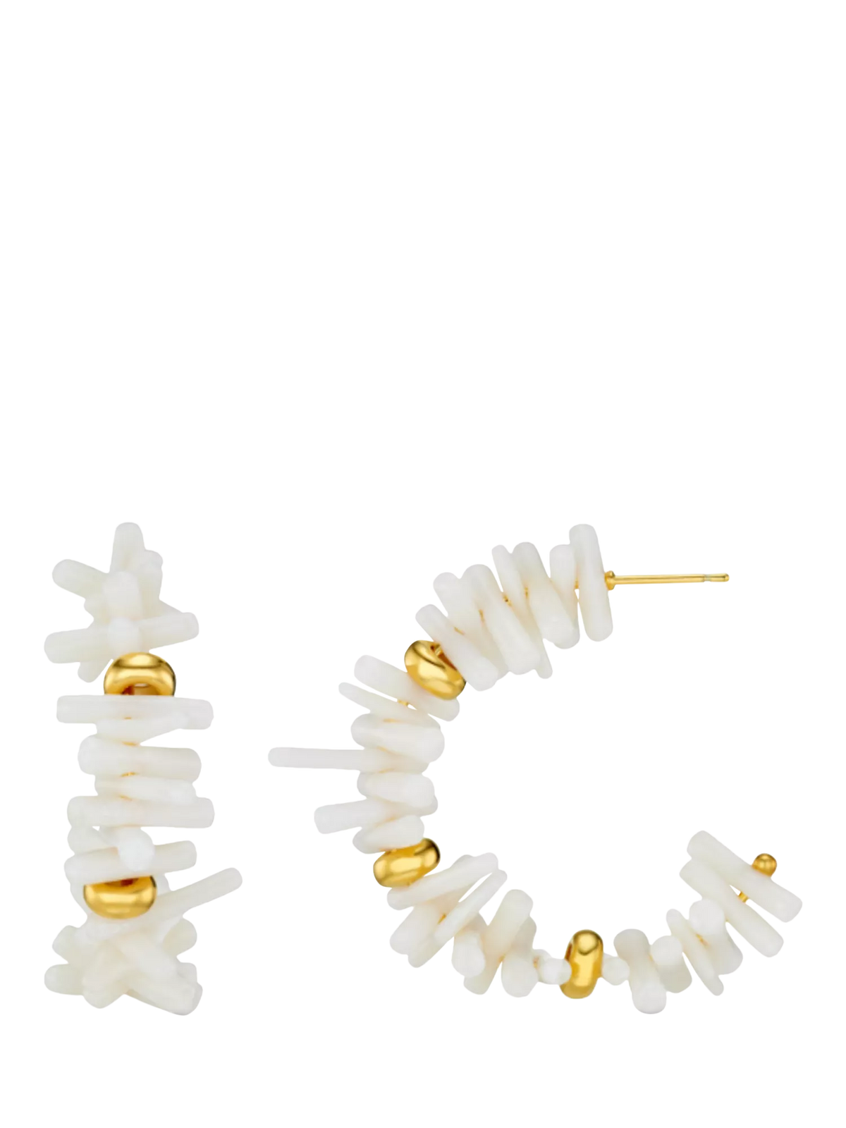 Orelia gold cream coral chip bead hoop earrings 42mm - British product
