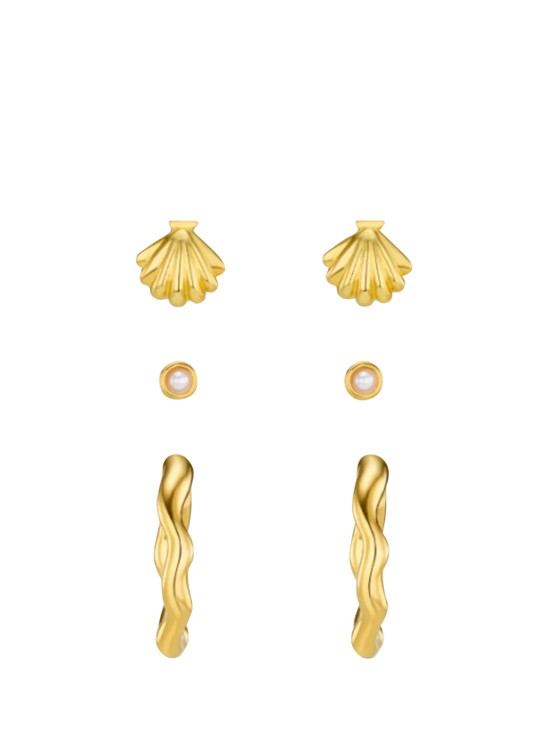 Orelia earring stacking set pale gold - British product