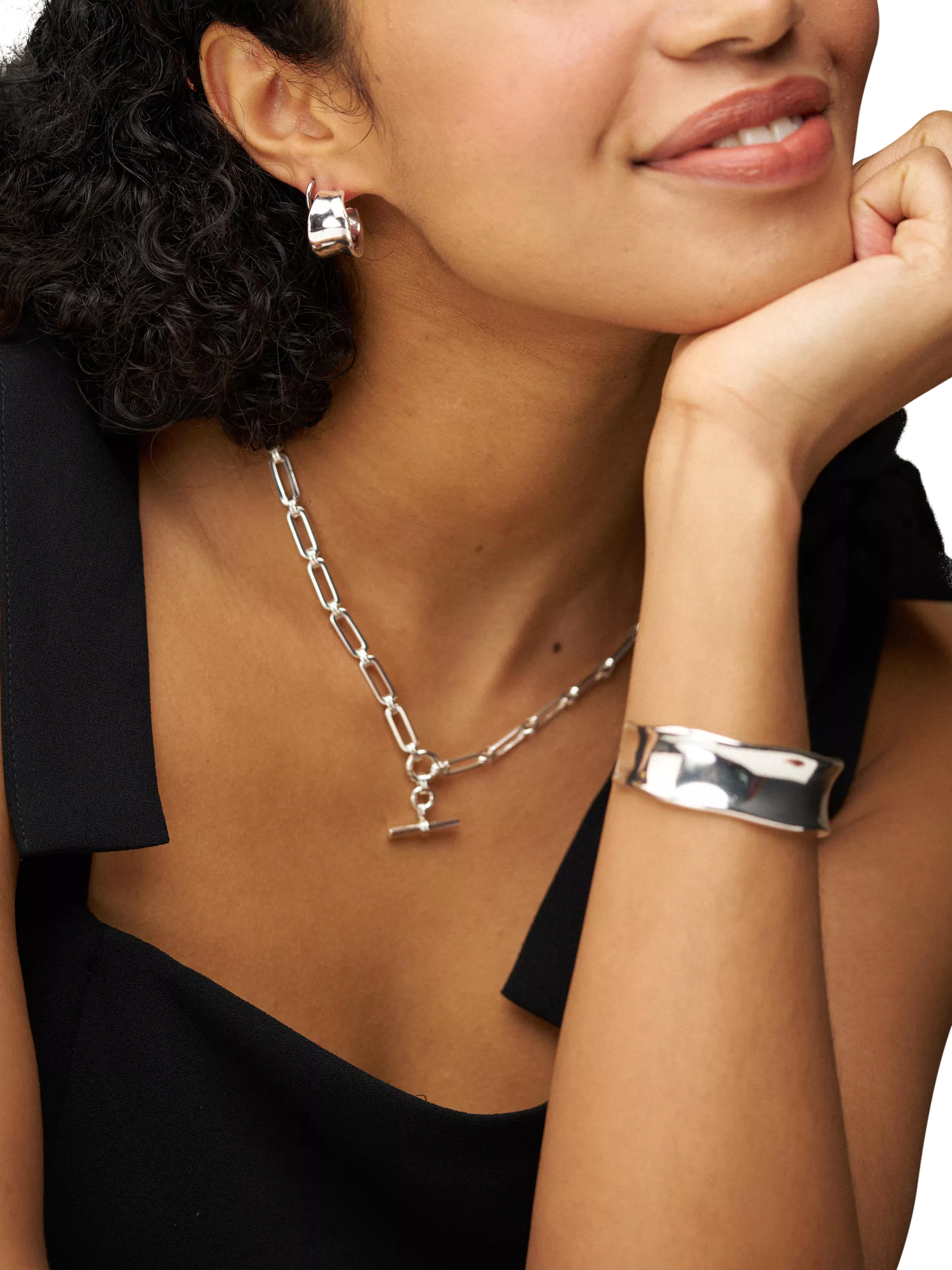 Orelia waterproof chunky hoop earrings silver, UK version
