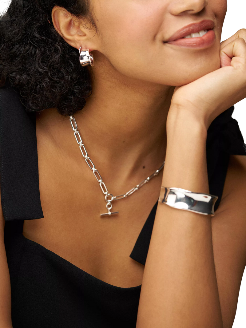 Orelia waterproof chunky hoop earrings silver, UK version