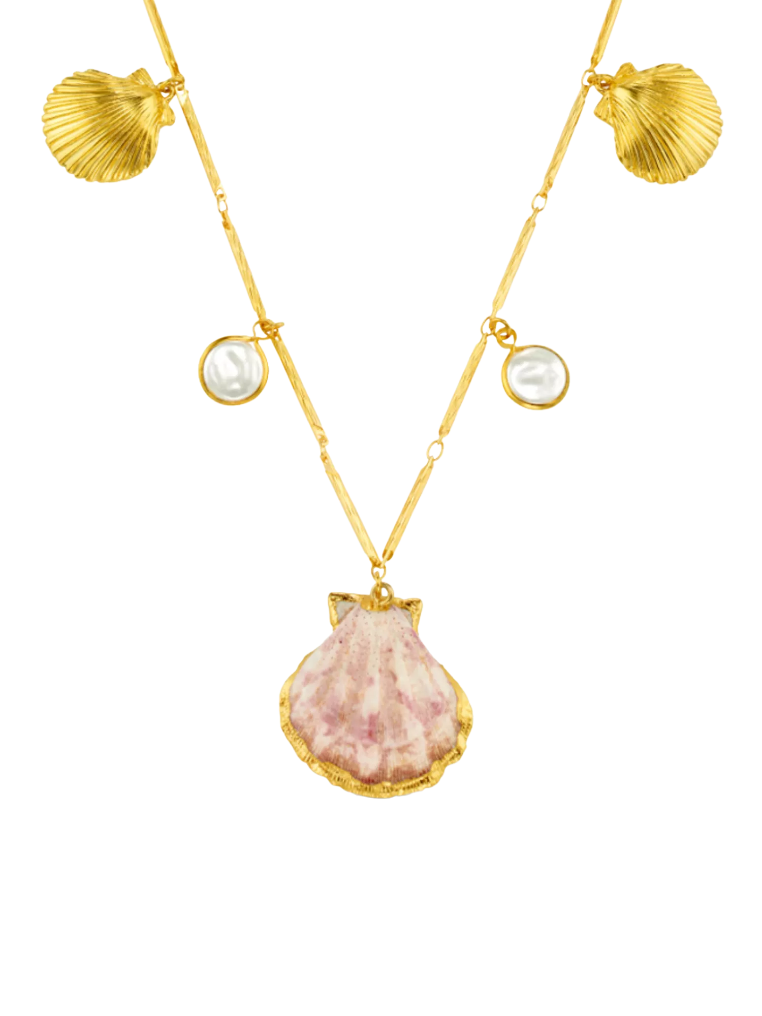 Orelia shell and pearl charm necklace pale gold - British product