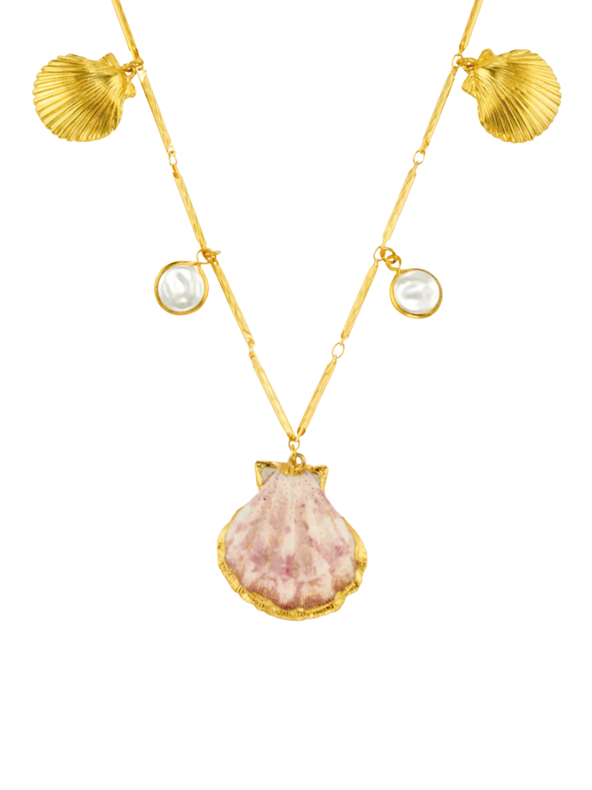 Orelia shell and pearl charm necklace pale gold - British product