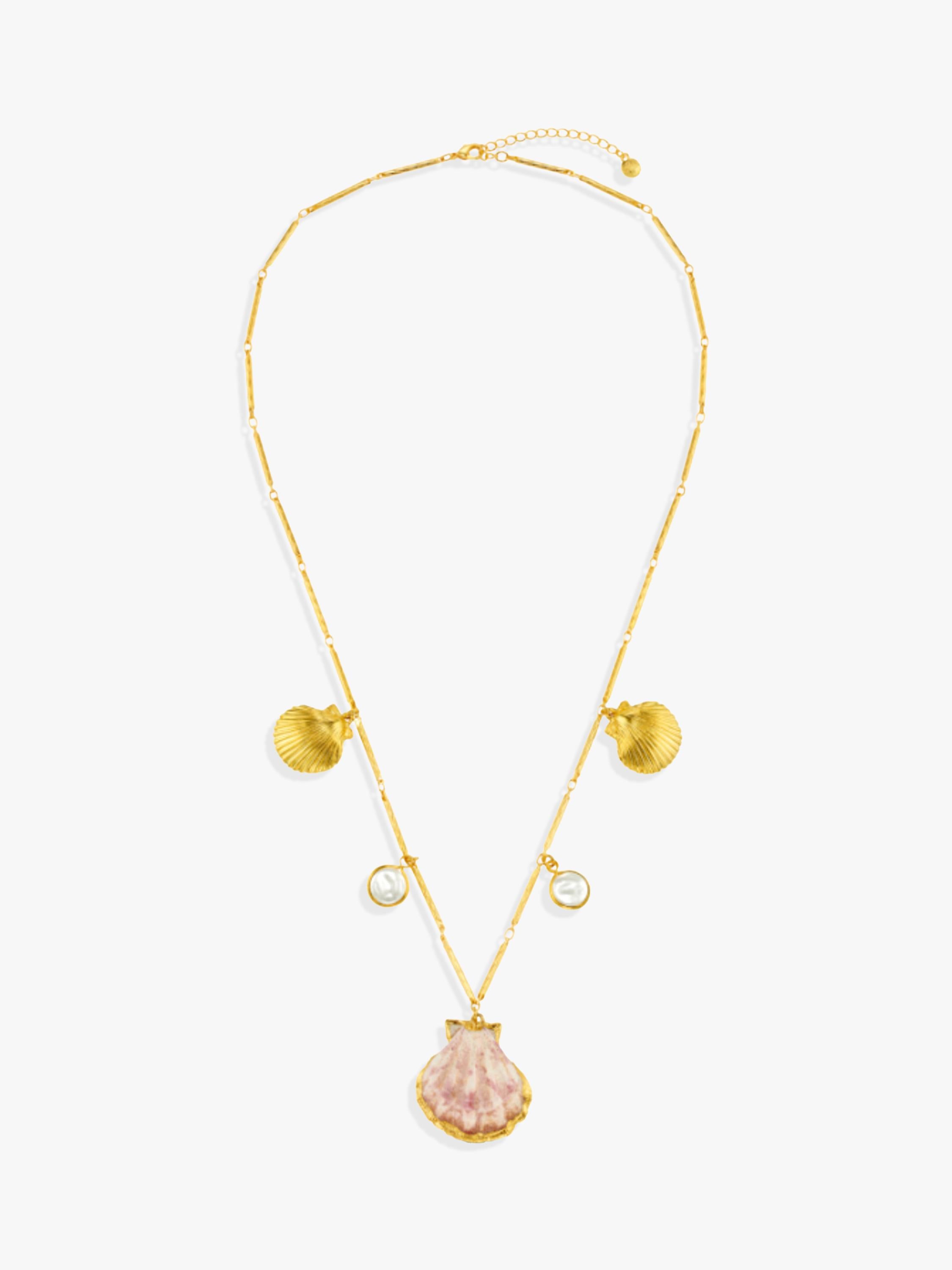 Orelia shell and pearl charm necklace pale gold - British product