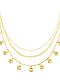 Orelia shell fringe 3-row necklace pale gold, UK version