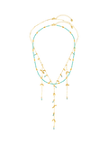 Orelia turquoise bead fringe lariat necklace gold plated, imported from the UK