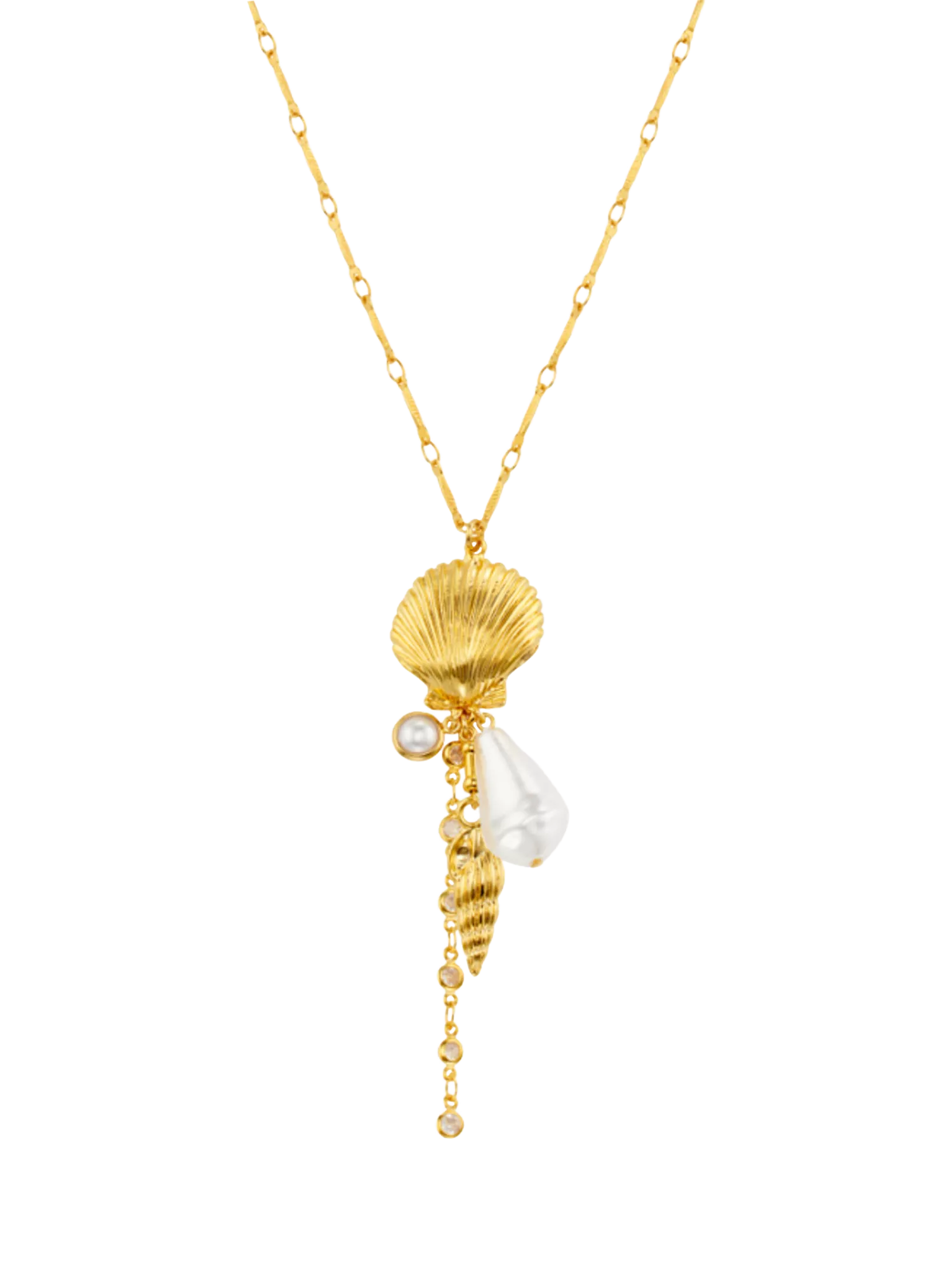 Orelia statement pearl shell cascading necklace gold plated brass - British product