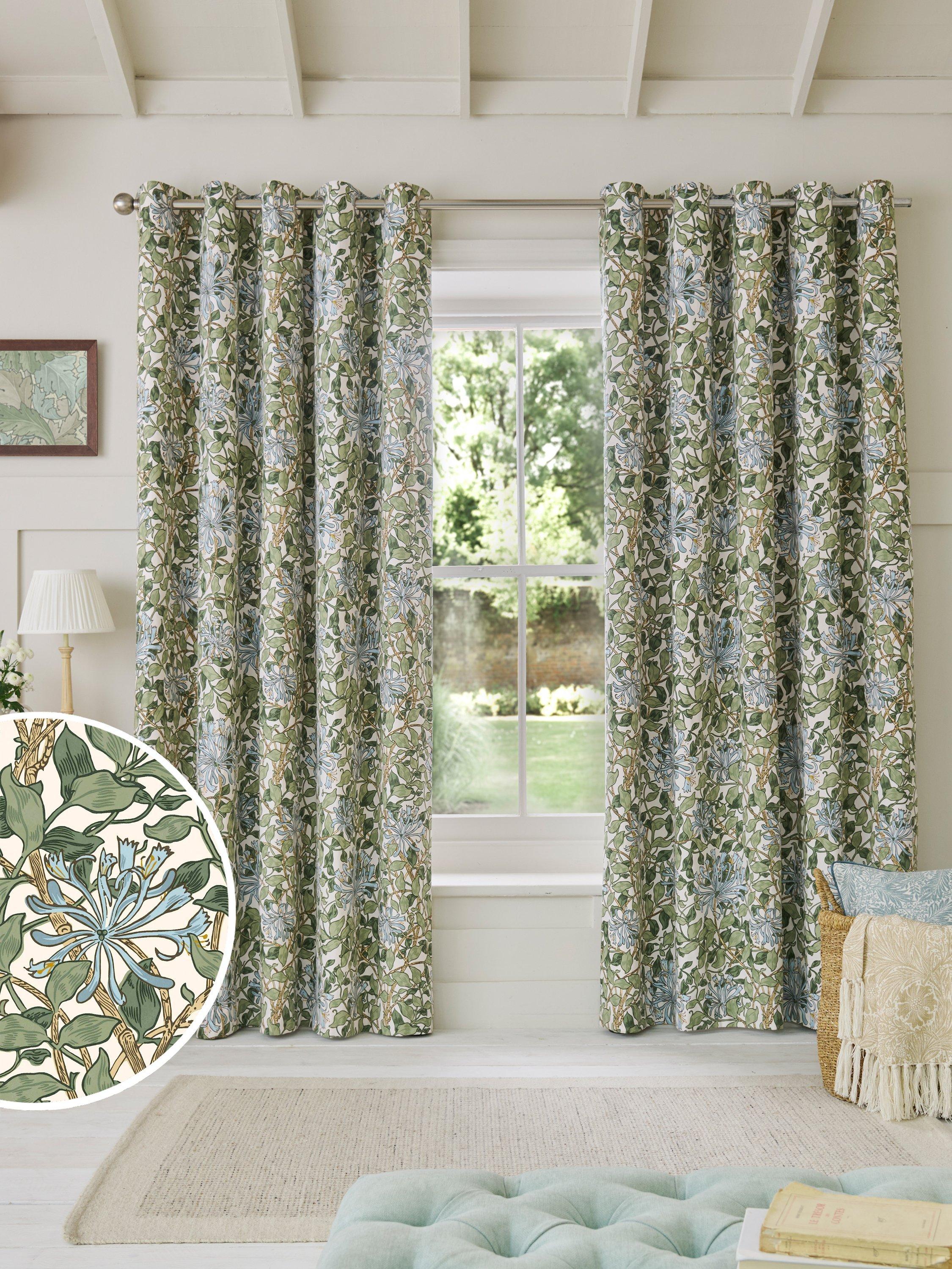 William Morris At Home Honeysuckle blackout curtains powder blue 229x183cm, imported from the UK