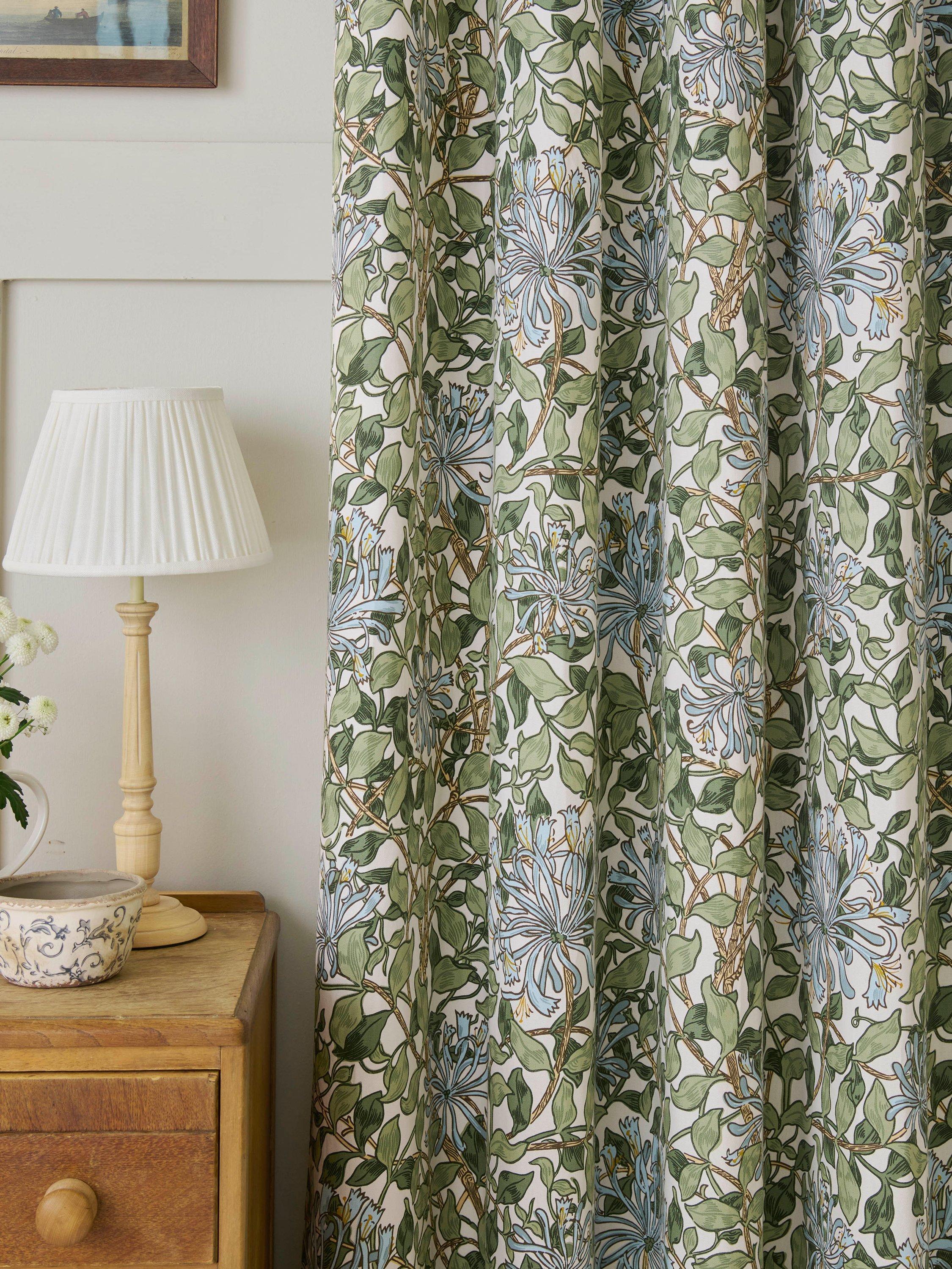 William Morris At Home Honeysuckle blackout curtains powder blue 229x183cm, imported from the UK