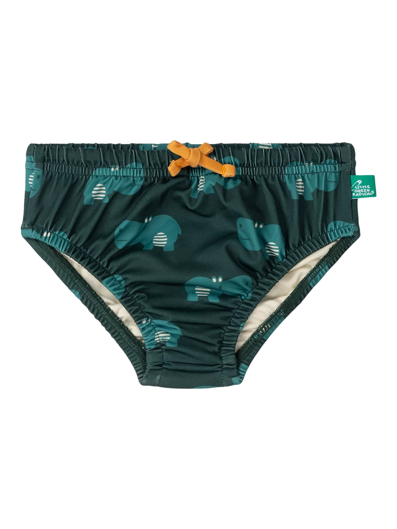 Little Green Radicals Happy Hippos reusable swim nappy green, UK version