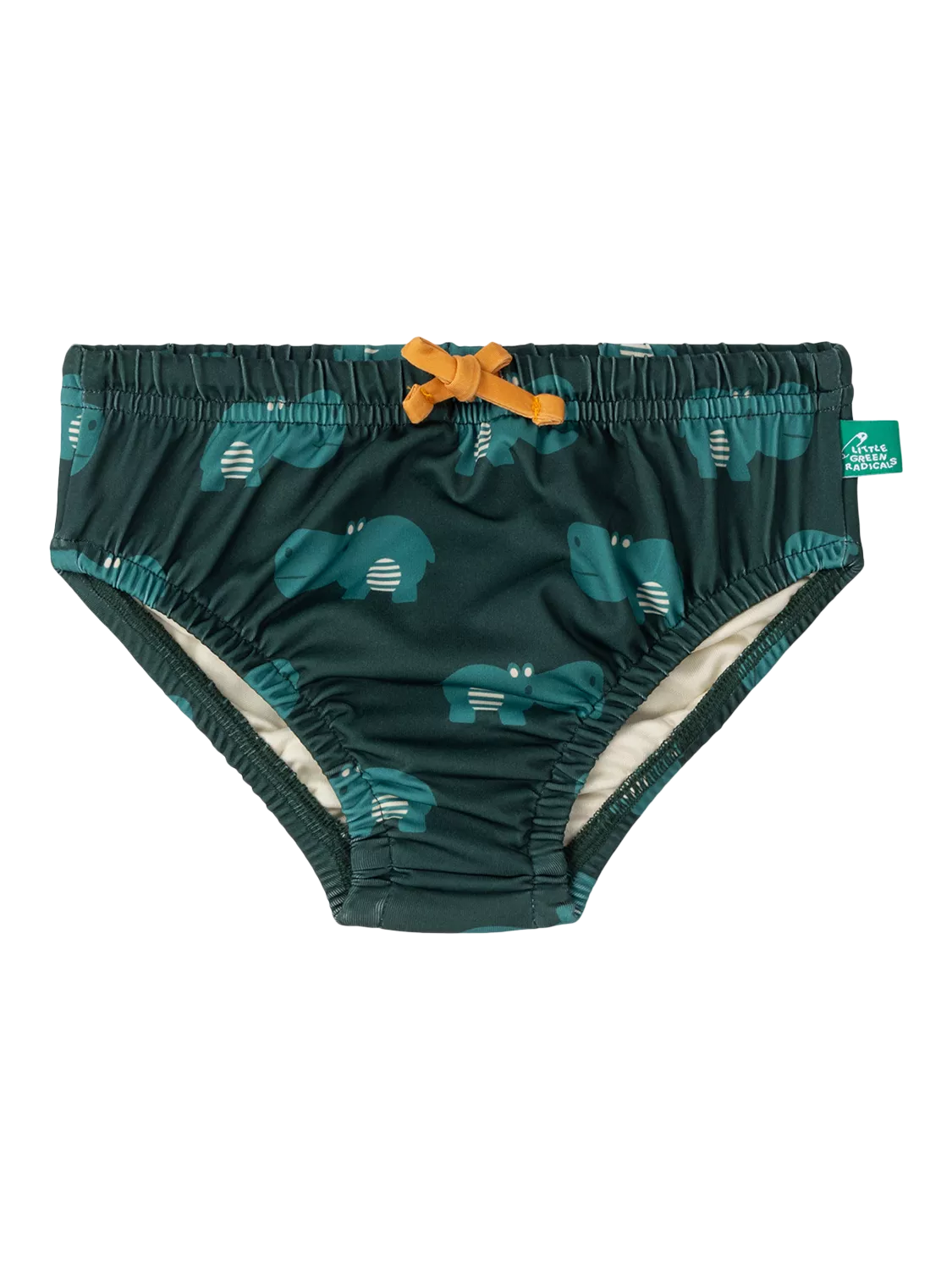 Little Green Radicals Happy Hippos reusable swim nappy green, UK version