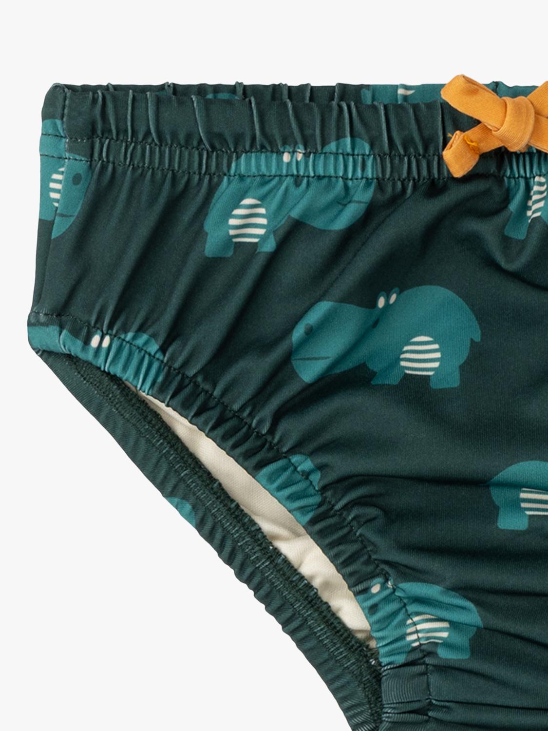 Little Green Radicals Happy Hippos reusable swim nappy green, UK version