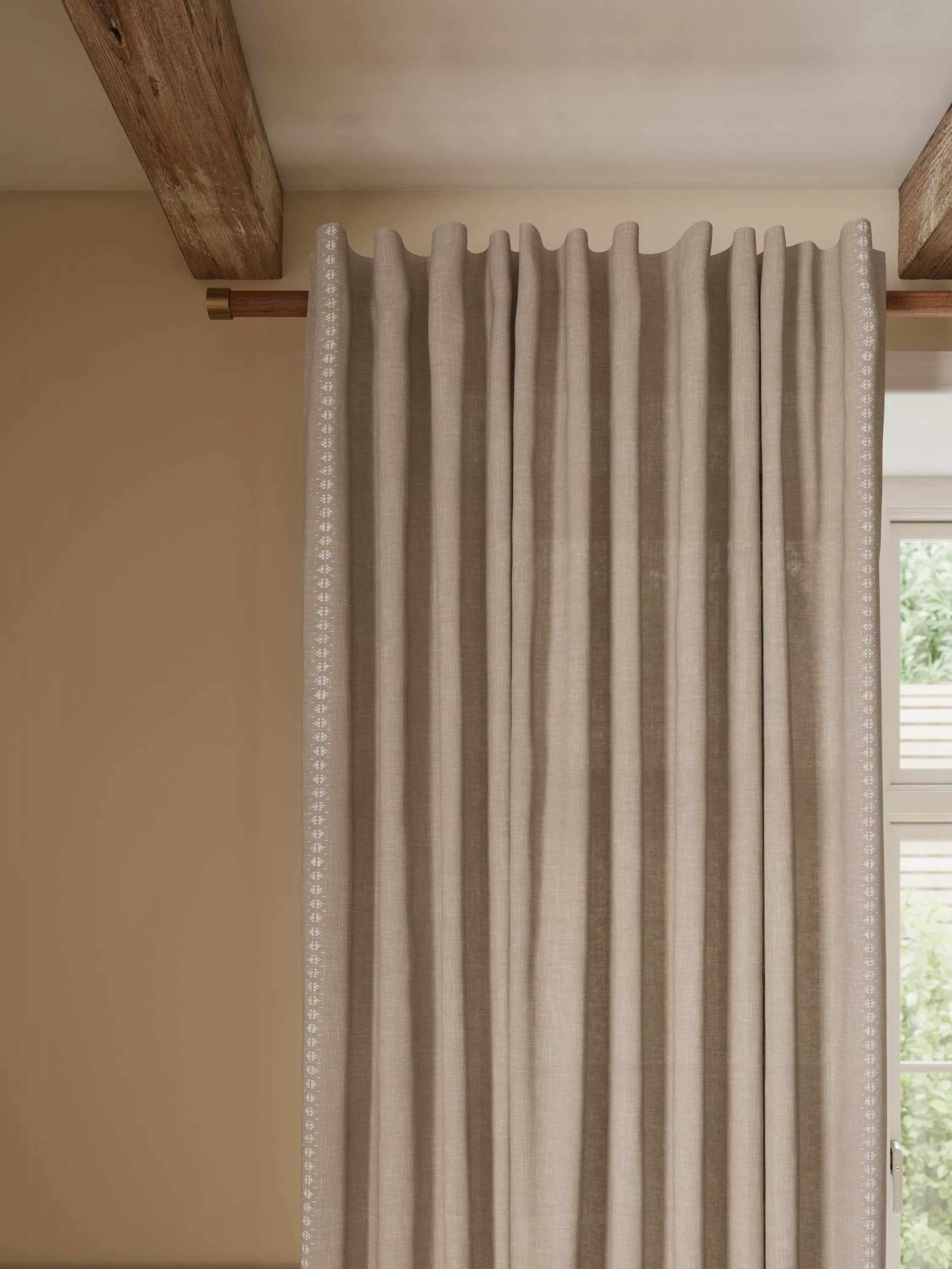 John Lewis Coba linen blend voile panel 137cm drop, UK version