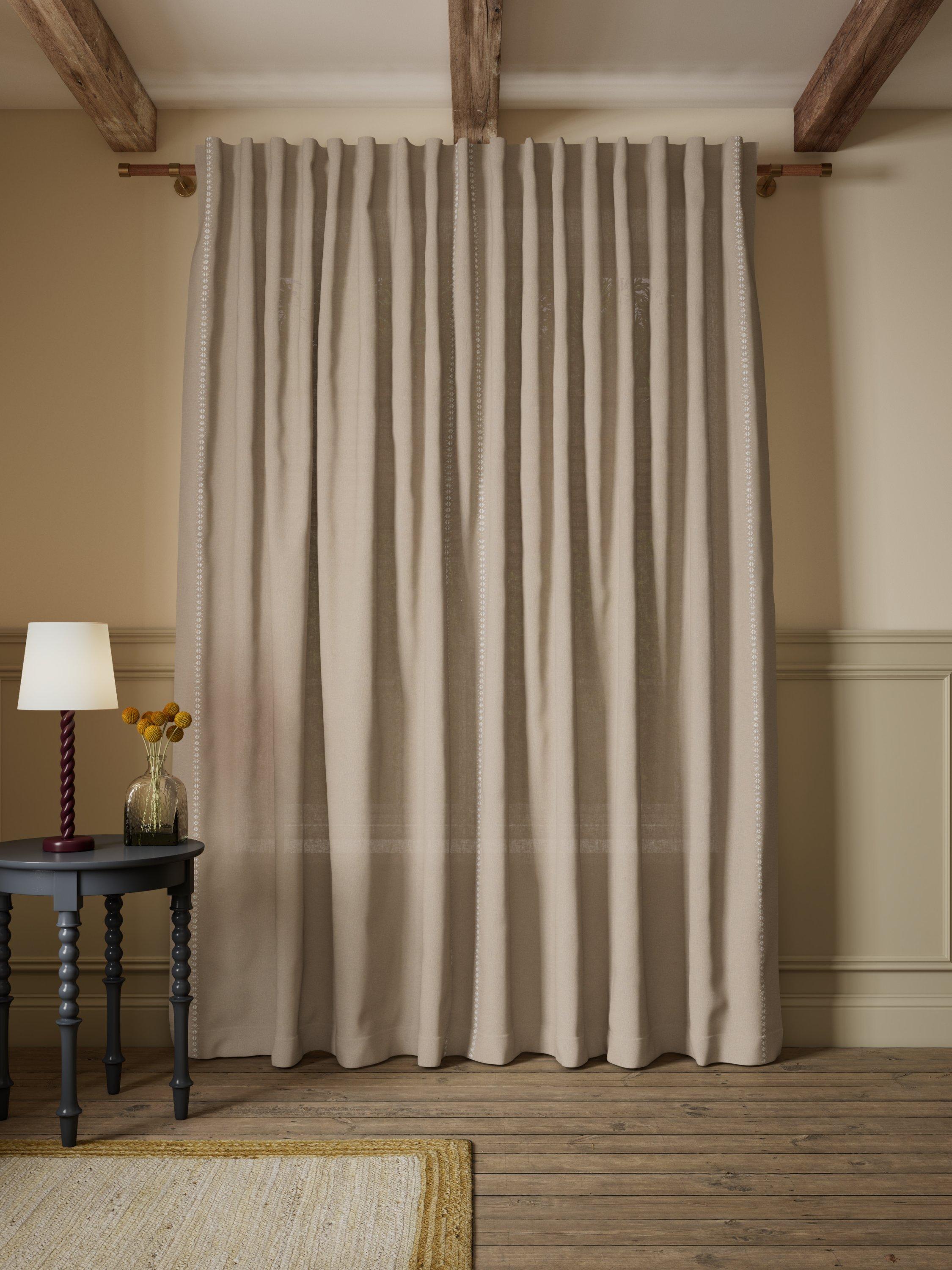 John Lewis Coba linen blend voile panel 137cm drop, UK version
