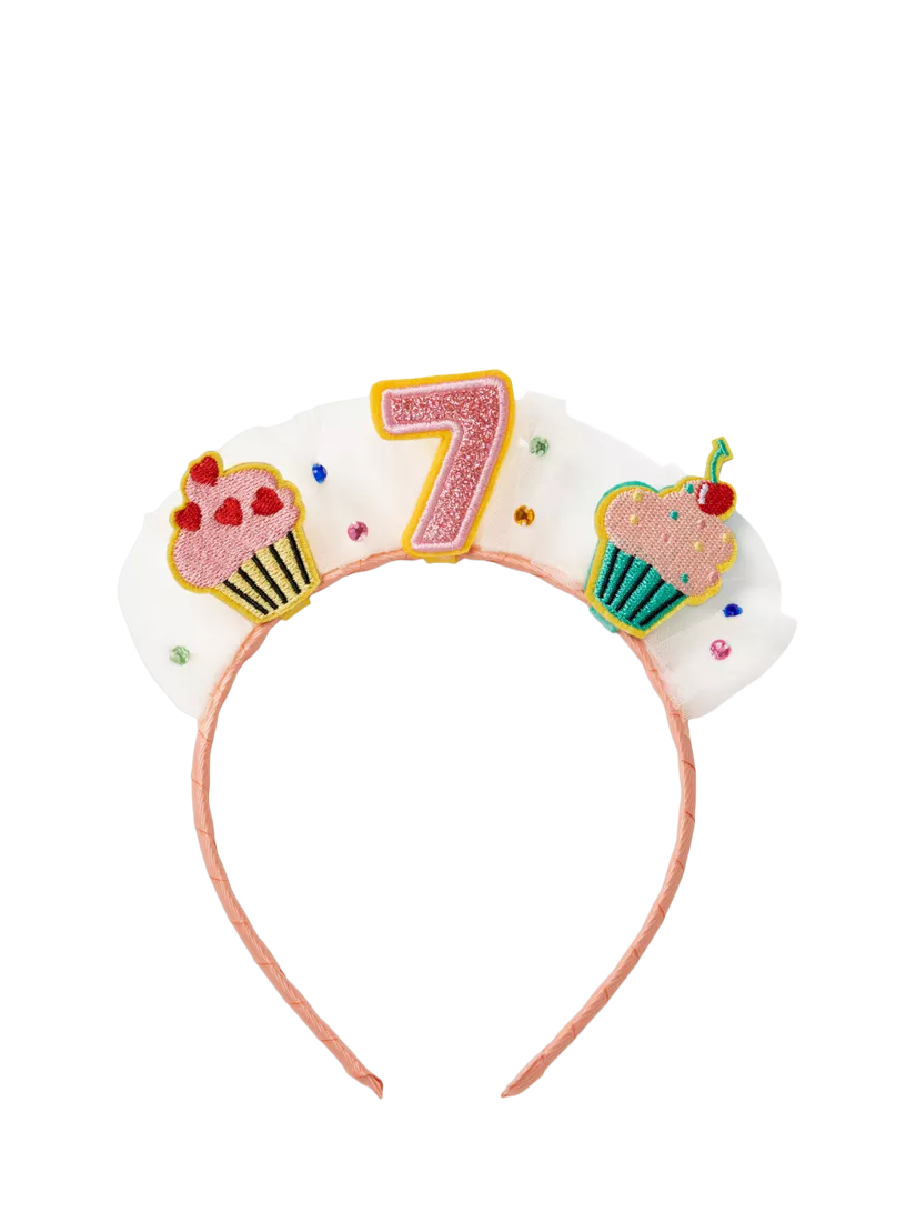 Stych Kids' Age Birthday Cake and Tulle Celebration Hairband, Multi, Age 7, One Size