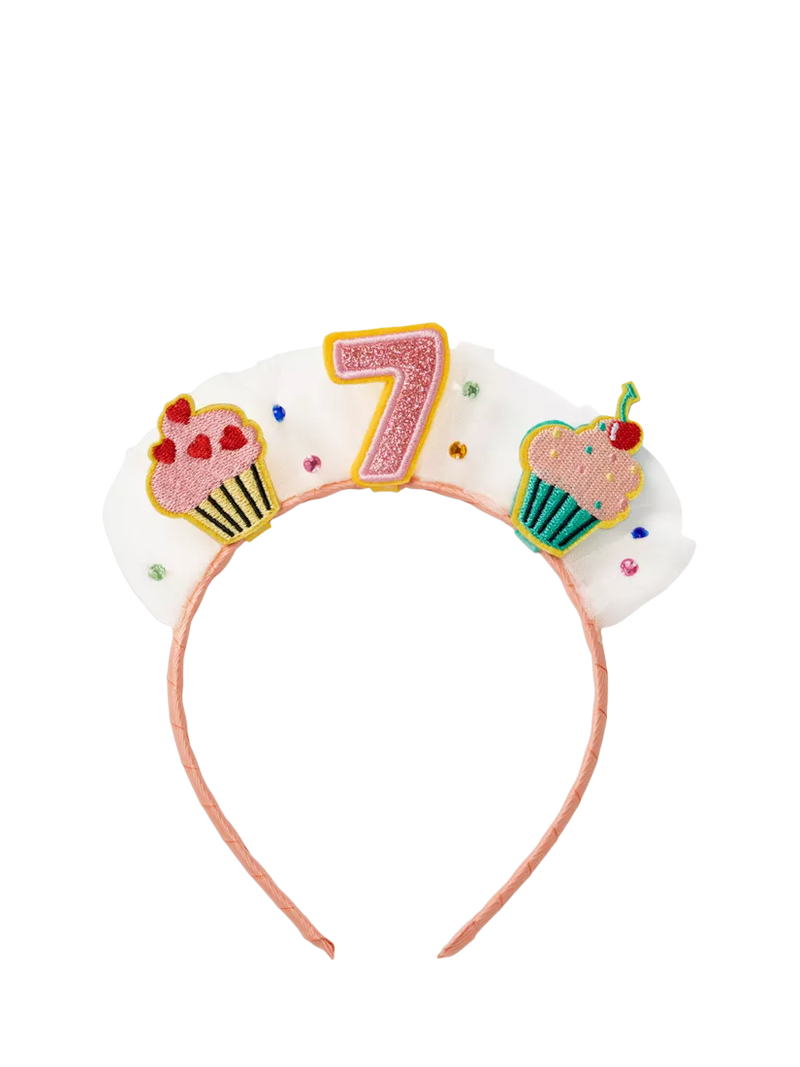 Stych Kids' Age Birthday Cake and Tulle Celebration Hairband, Multi, Age 7, One Size