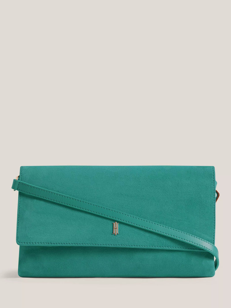 Hobbs Ashley Suede Clutch Bag, Meadow Green, One Size