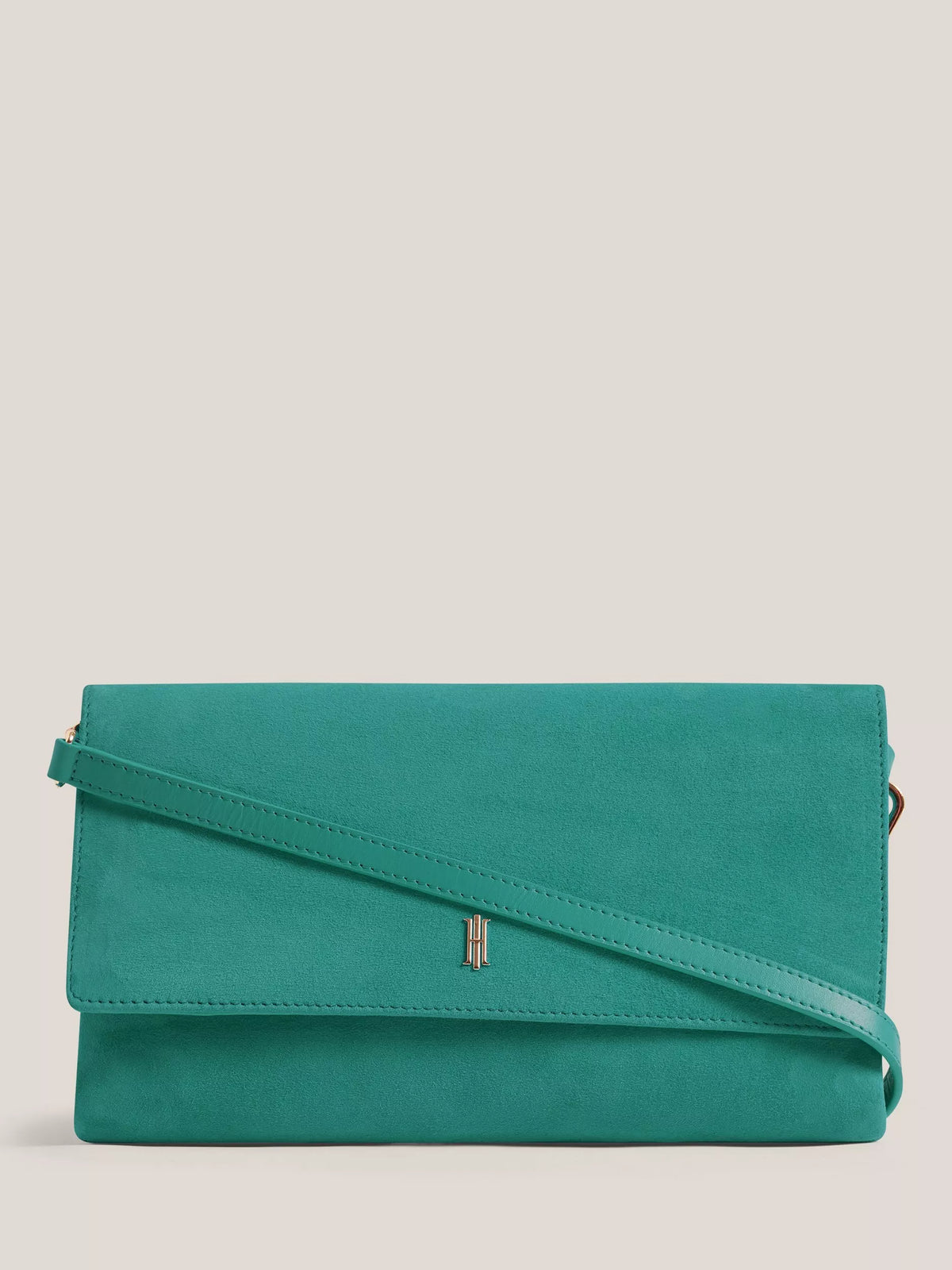 Hobbs Ashley Suede Clutch Bag, Meadow Green, One Size