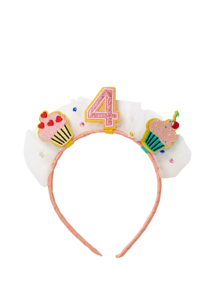 Stych Kids' Age Birthday Cake and Tulle Celebration Hairband, Multi, Age 4, One Size