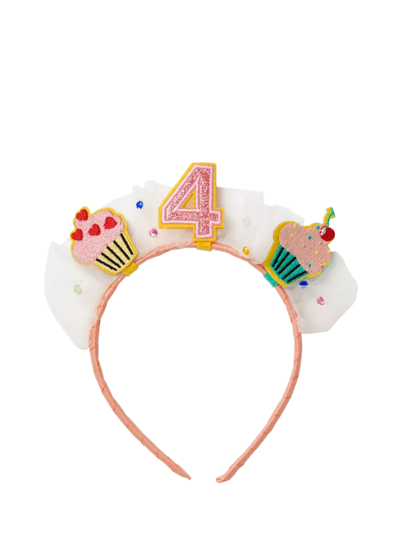 Stych Kids' Age Birthday Cake and Tulle Celebration Hairband, Multi, Age 4, One Size