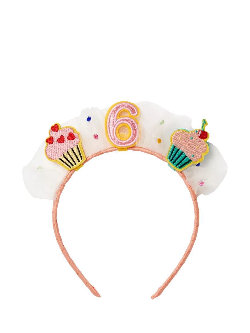 Stych Kids' Age Birthday Cake and Tulle Celebration Hairband, Multi, Age 6, One Size