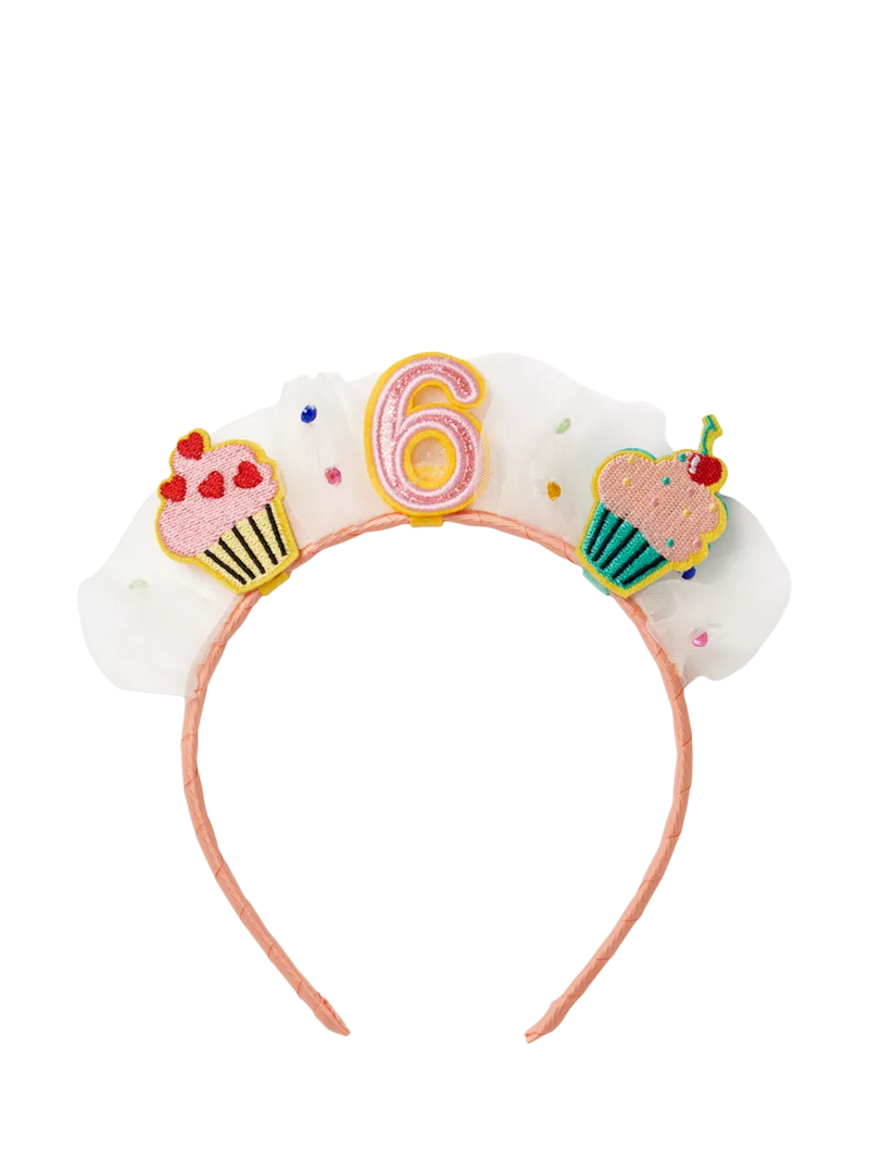 Stych Kids' Age Birthday Cake and Tulle Celebration Hairband, Multi, Age 6, One Size