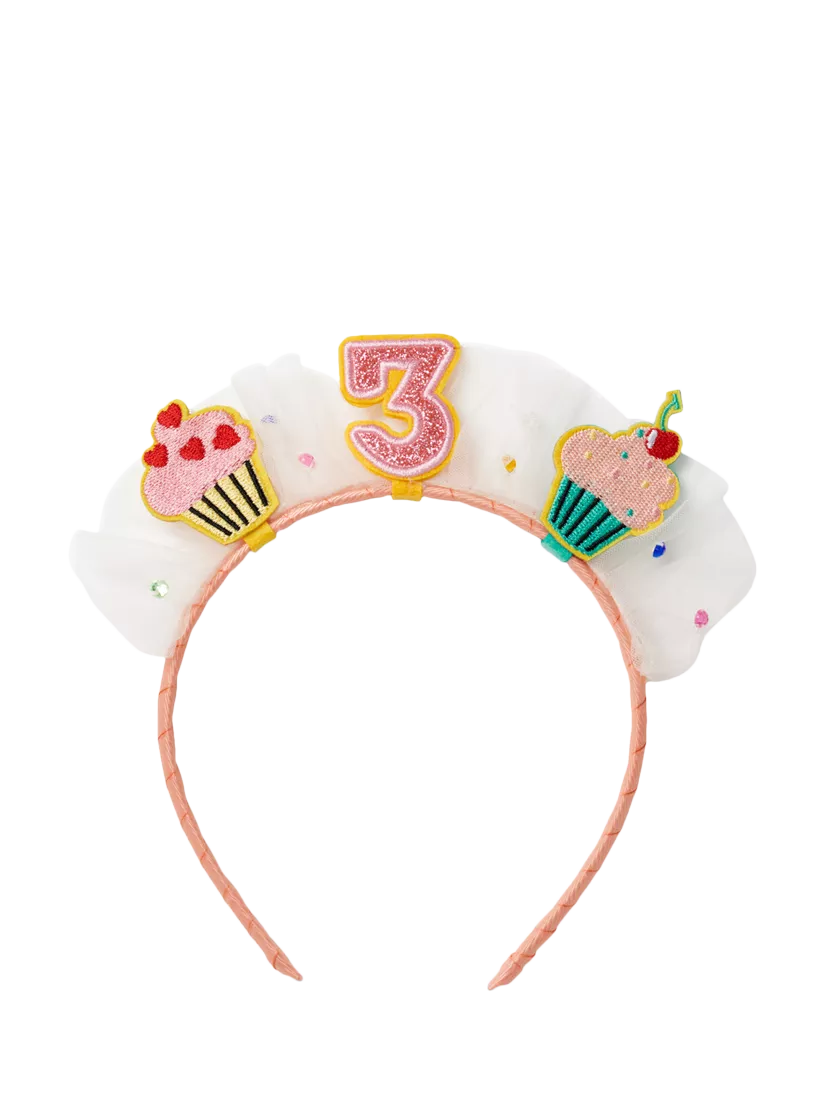 Stych Kids' Age Birthday Cake and Tulle Celebration Hairband, Multi, Age 3, One Size