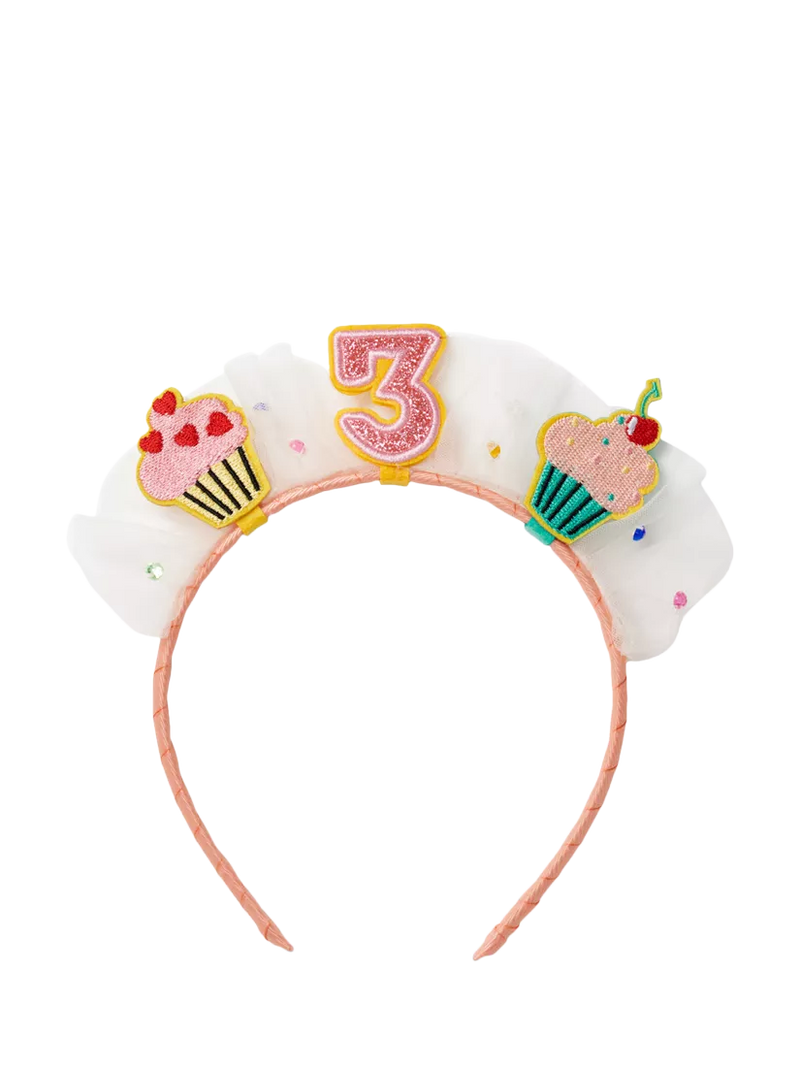 Stych Kids' Age Birthday Cake and Tulle Celebration Hairband, Multi, Age 3, One Size