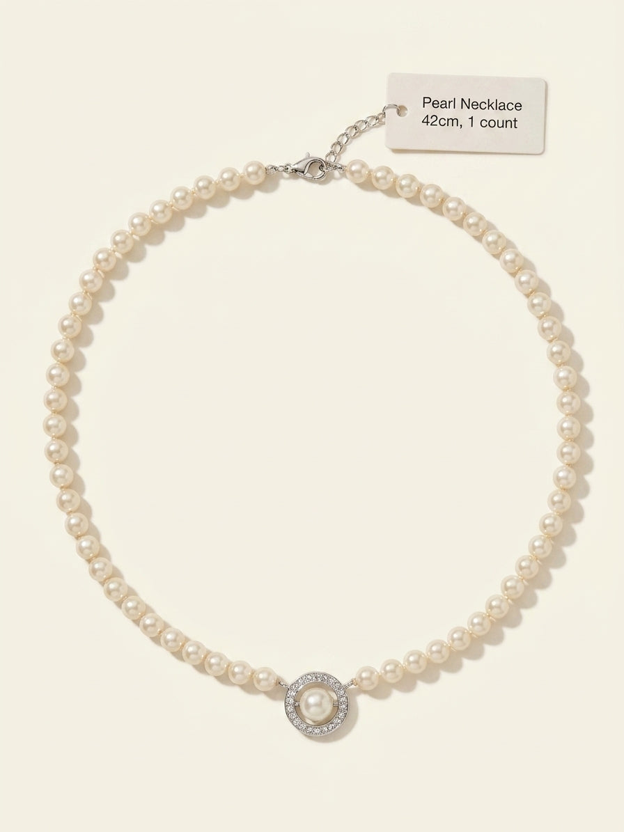 Vivienne Westwood platinum-plated brass pearl necklace 40cm, imported from the UK