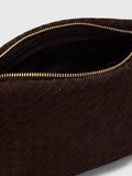 Whistles Avah woven suede clutch bag chocolate - British product