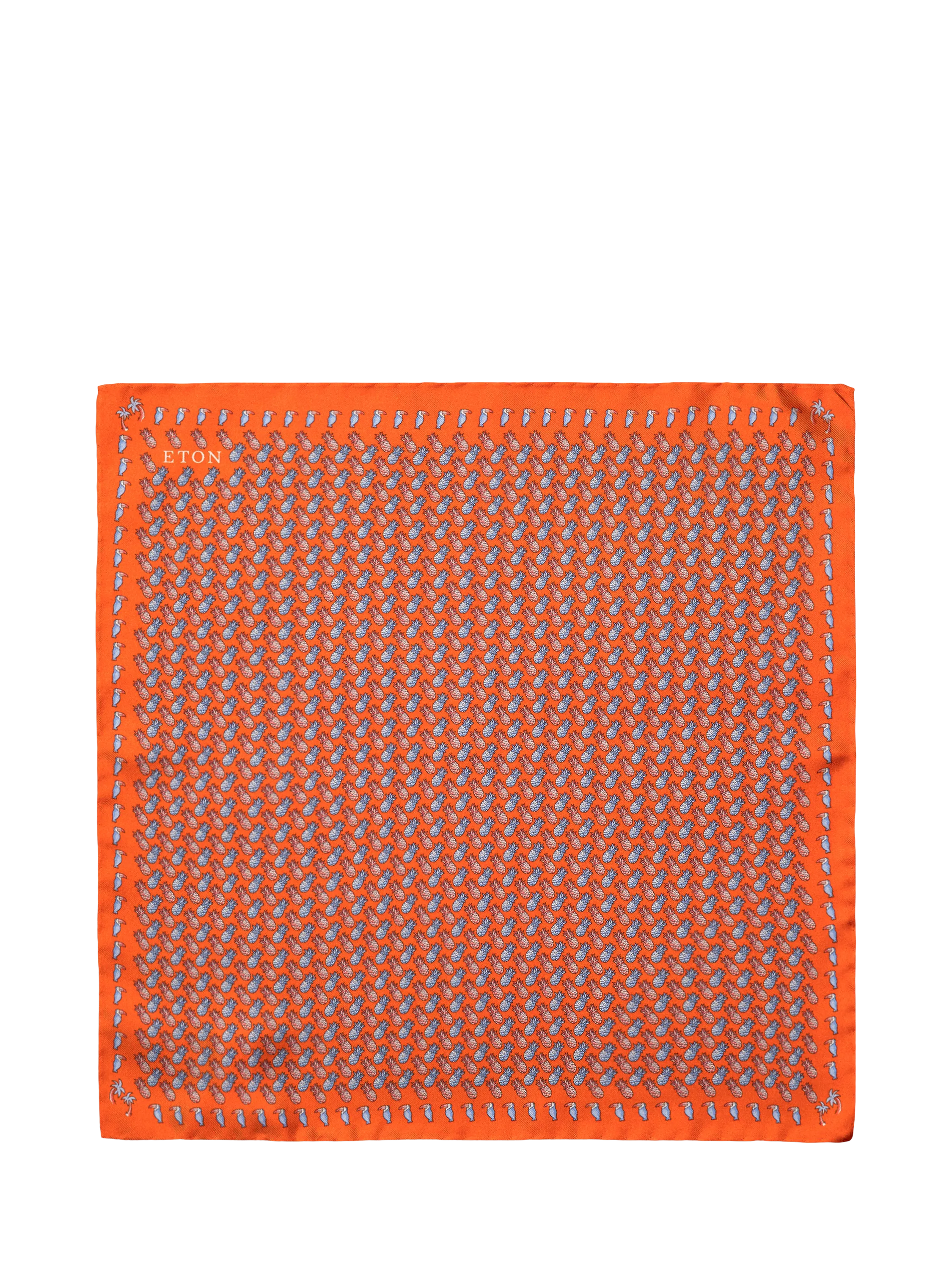 Eton Pineapple Print Silk Pocket Square, Orange