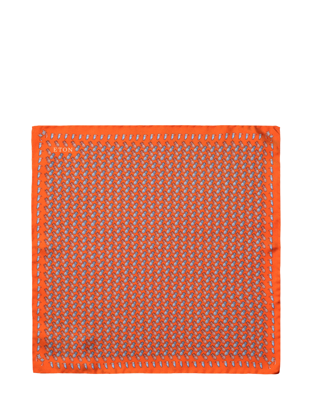 Eton Pineapple Print Silk Pocket Square, Orange
