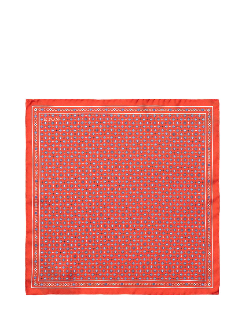 Eton pocket square floral print orange, UK version