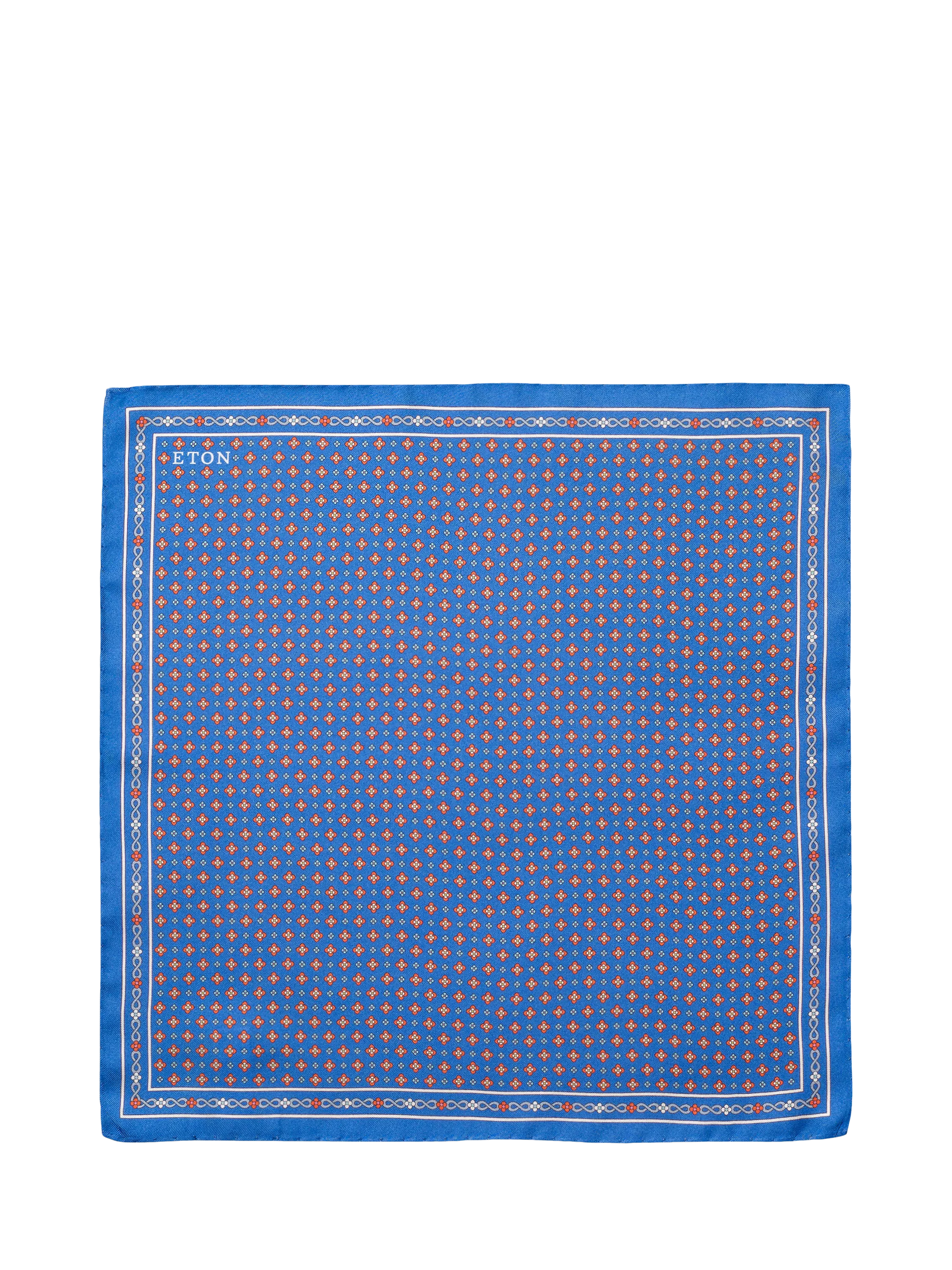 Eton floral print silk twill pocket square, imported from the UK