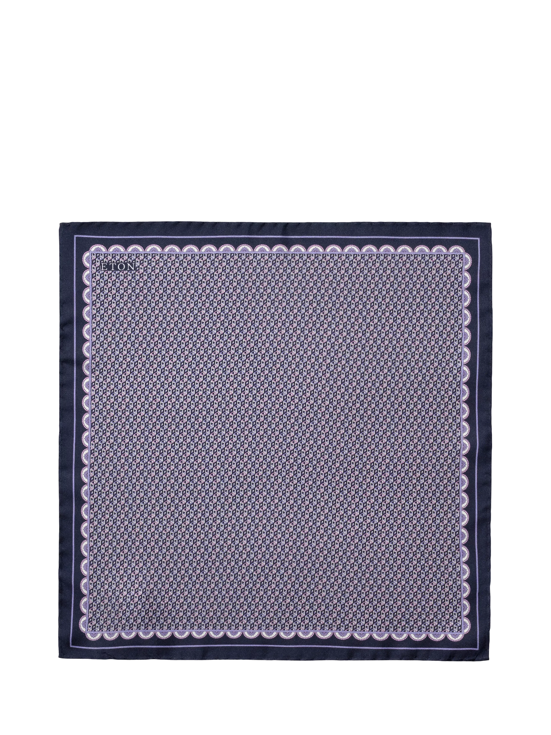 Eton purple geometric pocket square, imported from the UK