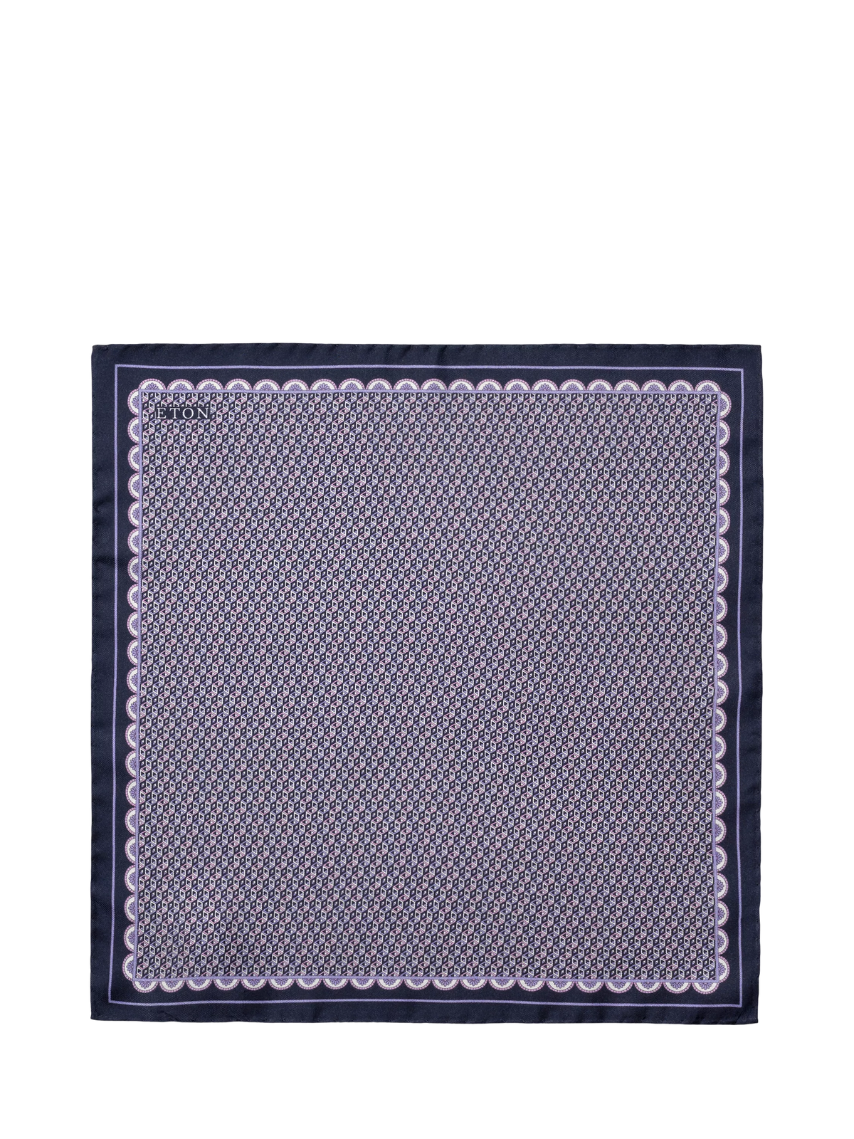 Eton purple geometric pocket square, imported from the UK
