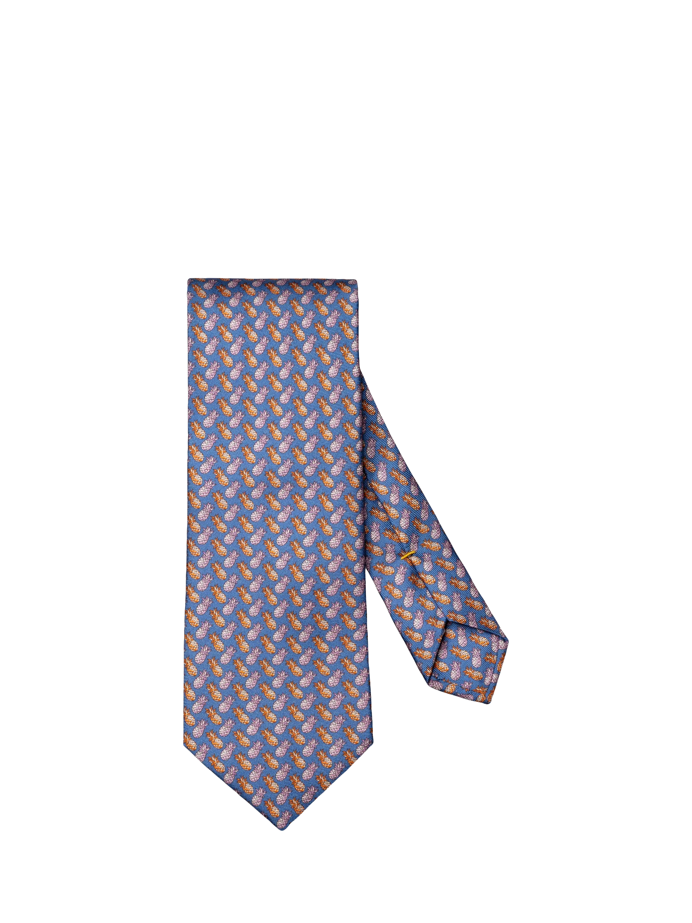 Eton blue silk twill tie with pineapple motif - British product