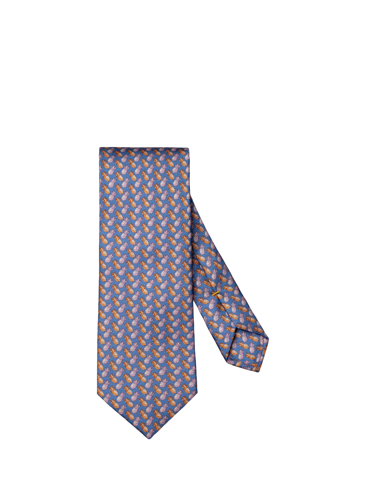 Eton blue silk twill tie with pineapple motif - British product