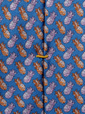 Eton blue silk twill tie with pineapple motif - British product