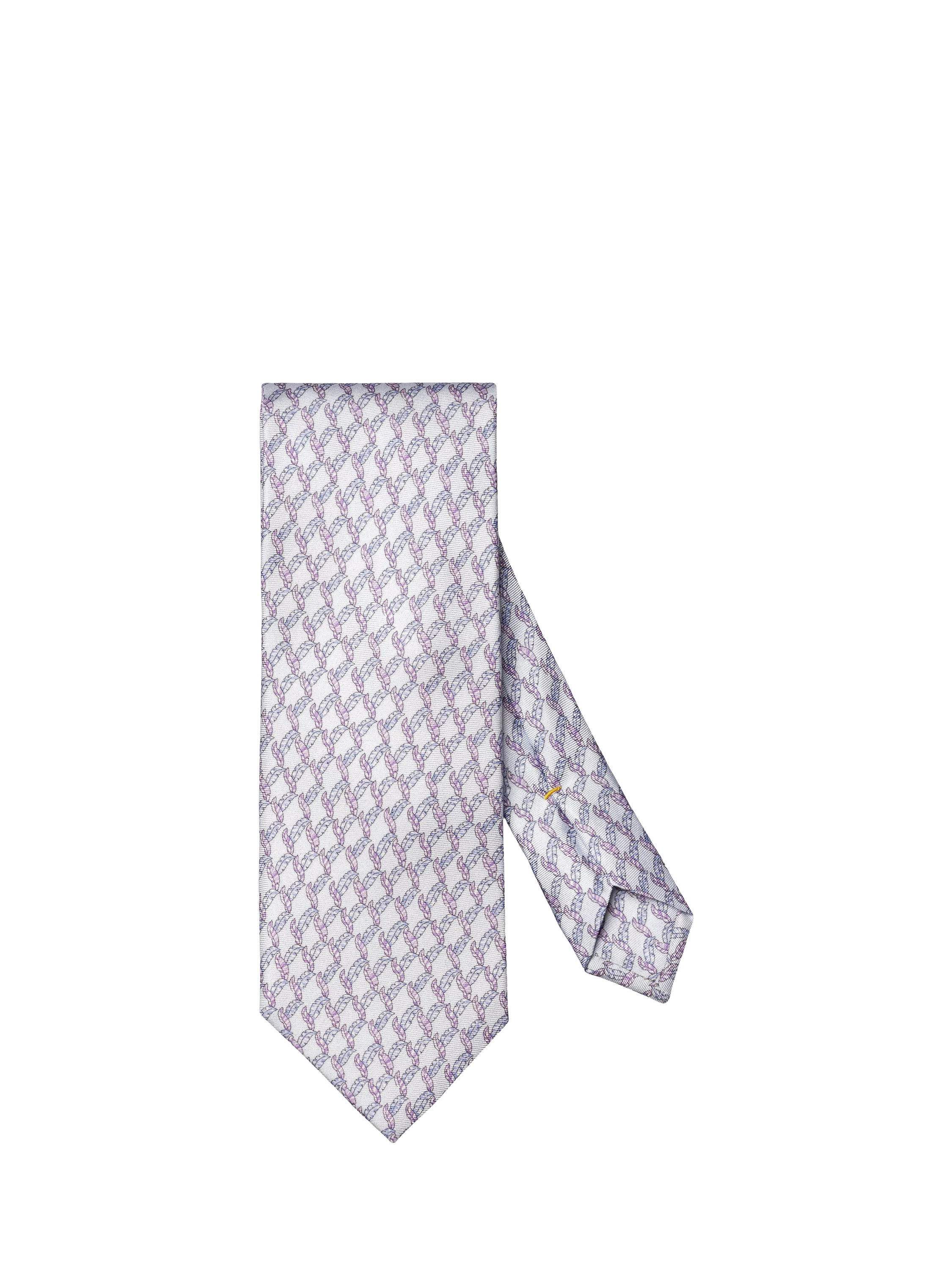 Eton blue leaf motif silk tie 80cm - British product