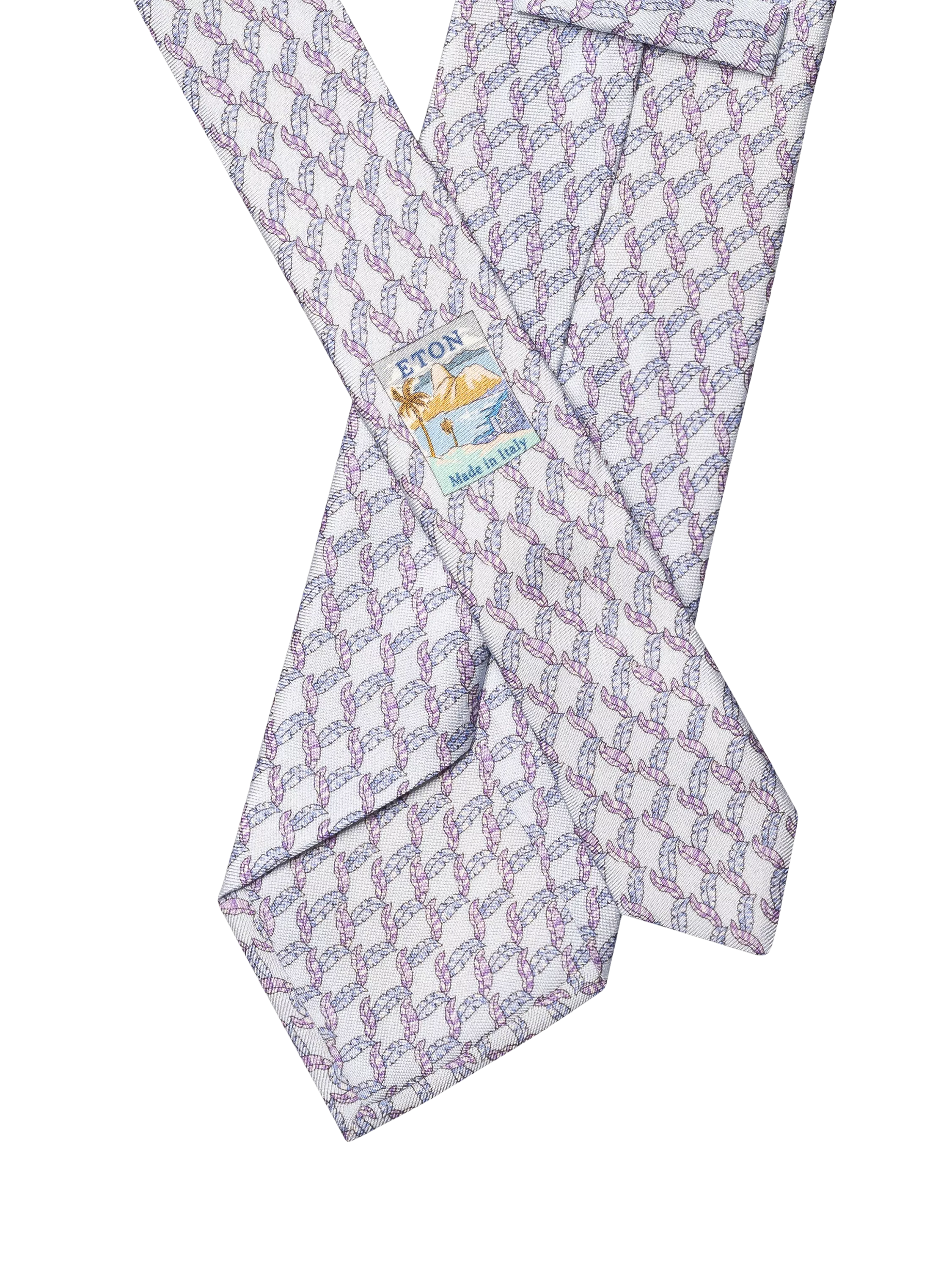 Eton blue leaf motif silk tie 80cm - British product