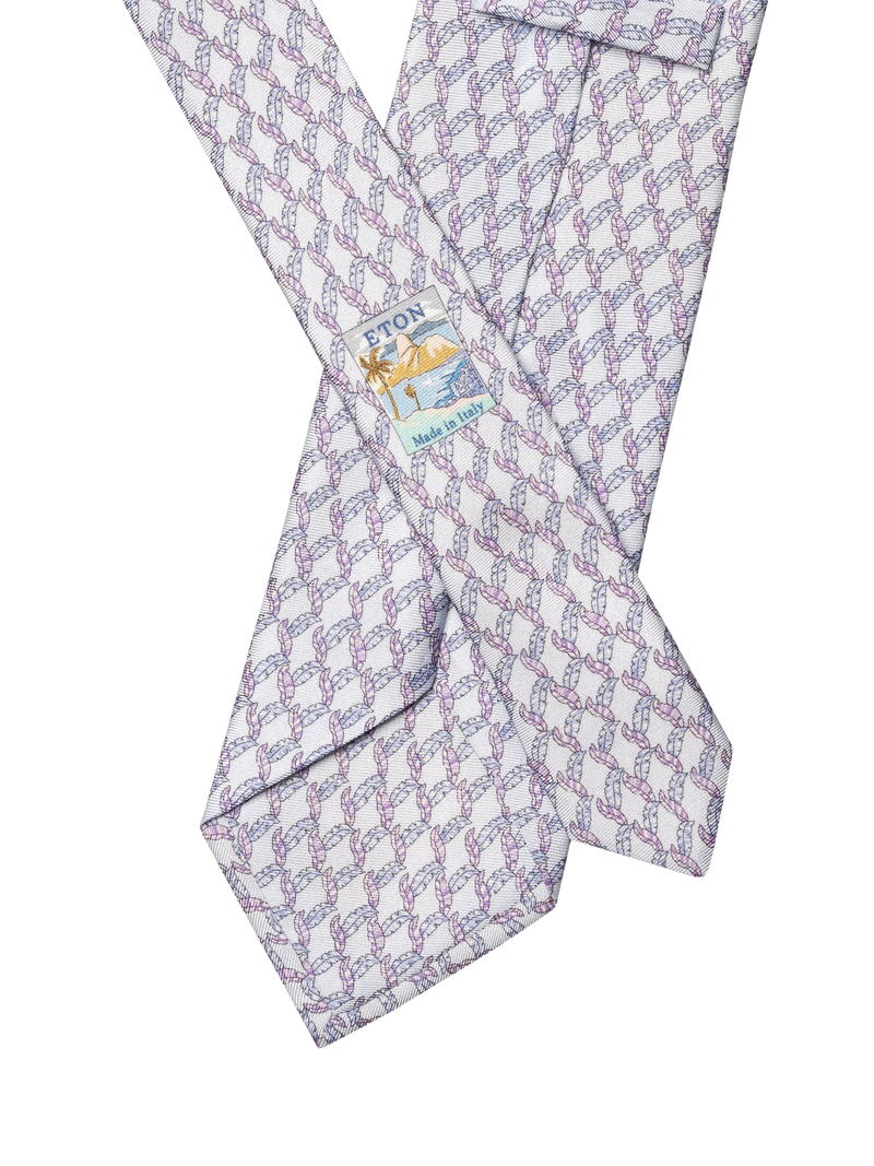 Eton blue leaf motif silk tie 80cm - British product