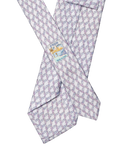 Eton blue leaf motif silk tie 80cm - British product