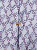 Eton blue leaf motif silk tie 80cm - British product