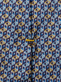 Eton yellow silk twill geometric print tie, UK version