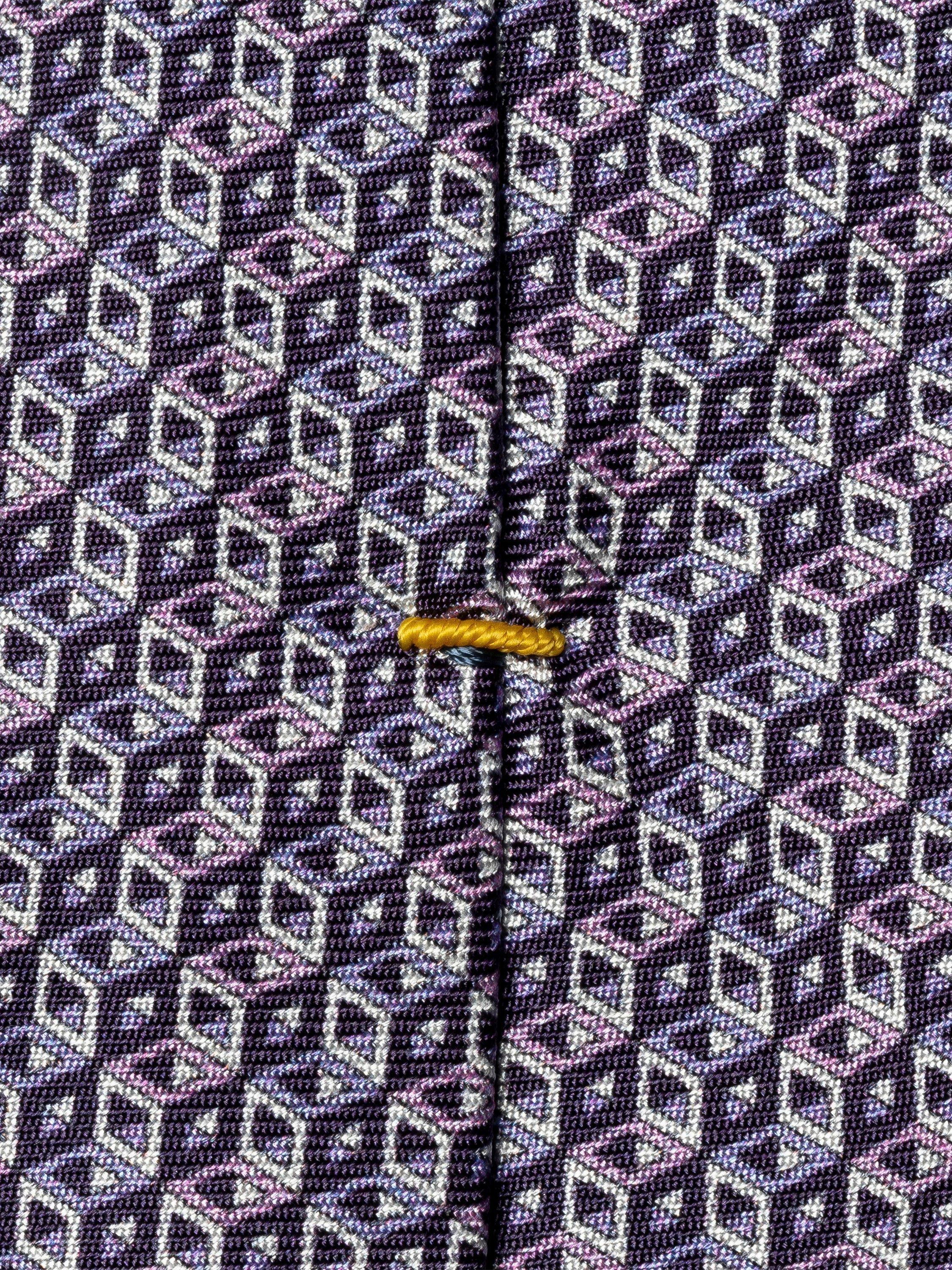 Eton silk twill geometric print tie purple (British brand)