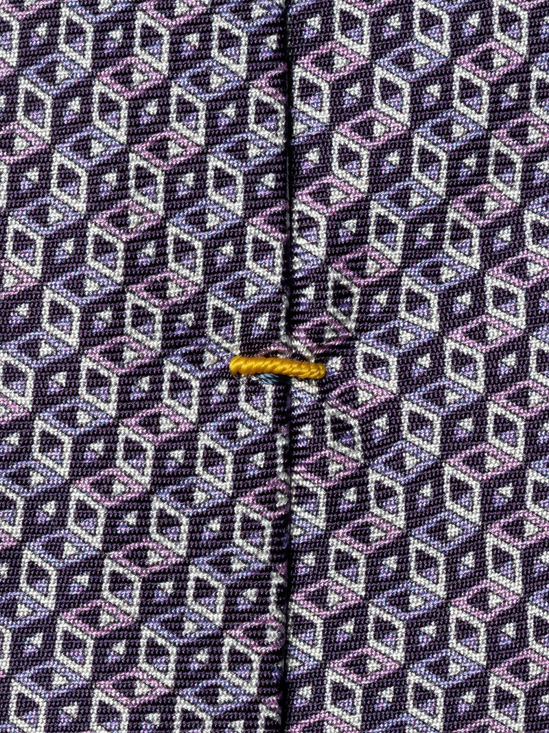 Eton silk twill geometric print tie purple (British brand)