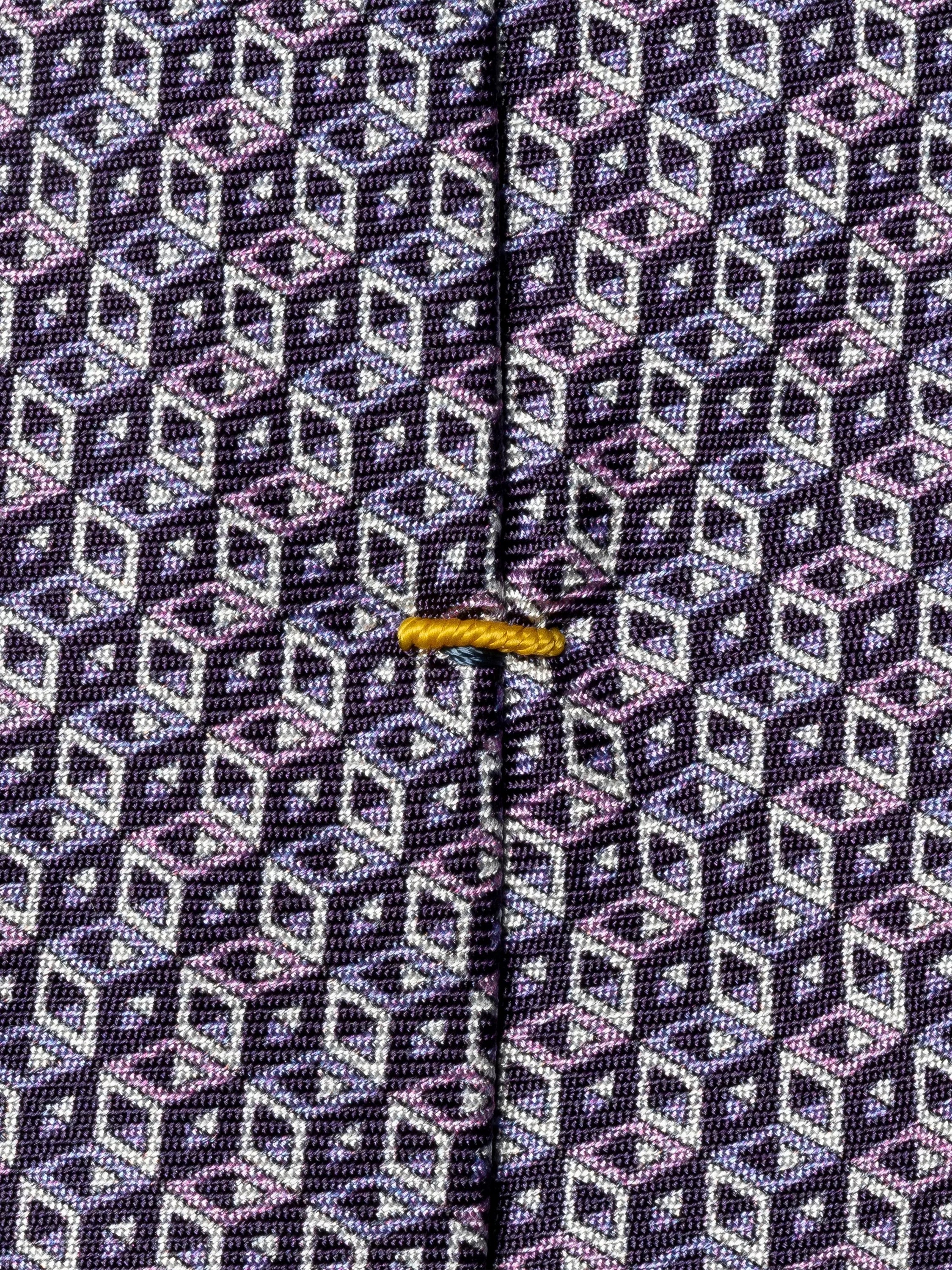 Eton silk twill geometric print tie purple (British brand)