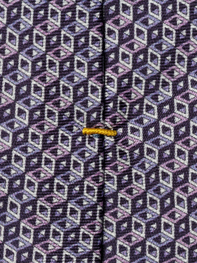 Eton silk twill geometric print tie purple (British brand)