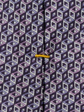 Eton silk twill geometric print tie purple (British brand)