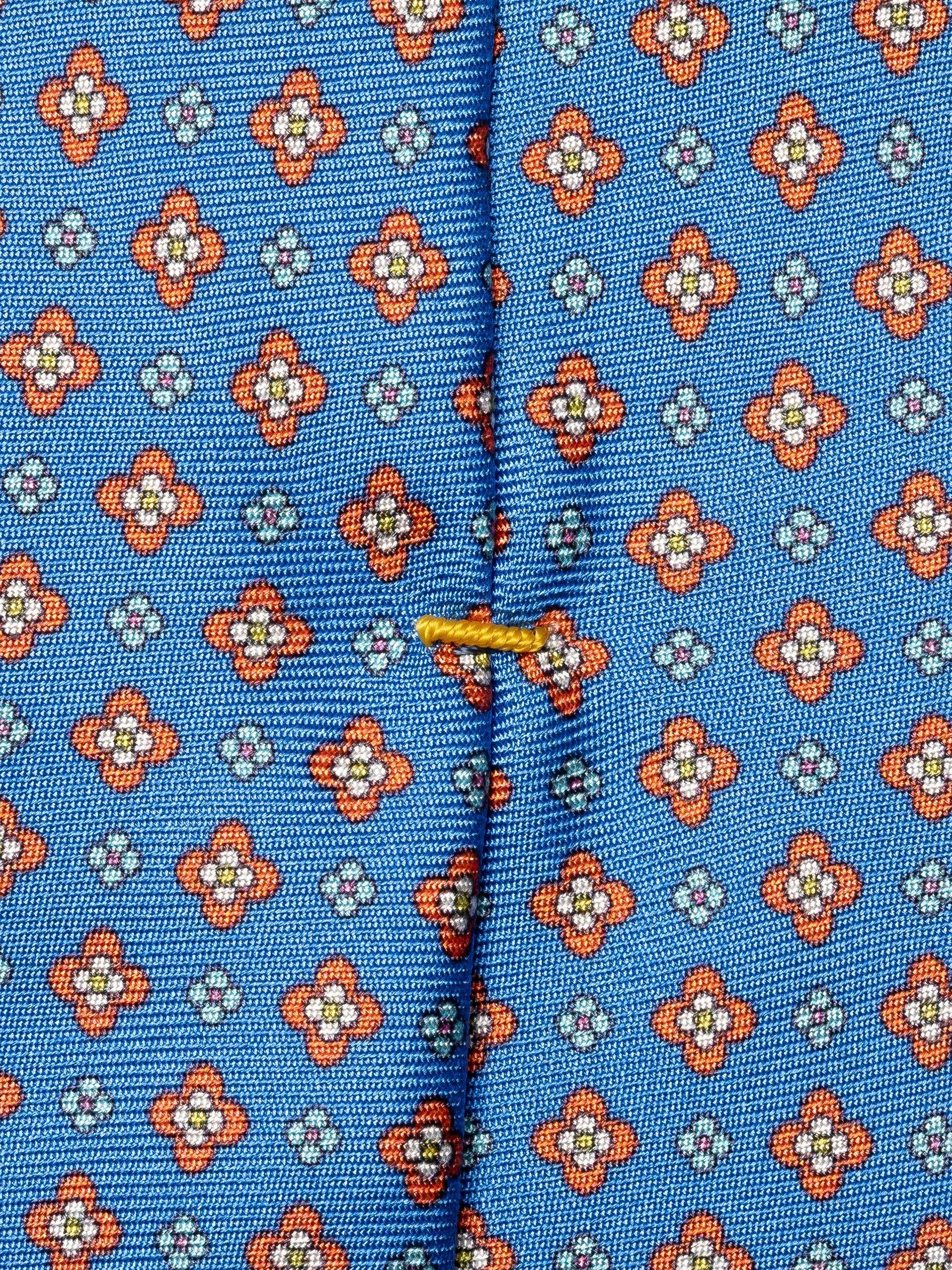 Eton silk twill tie blue floral motif (British brand)